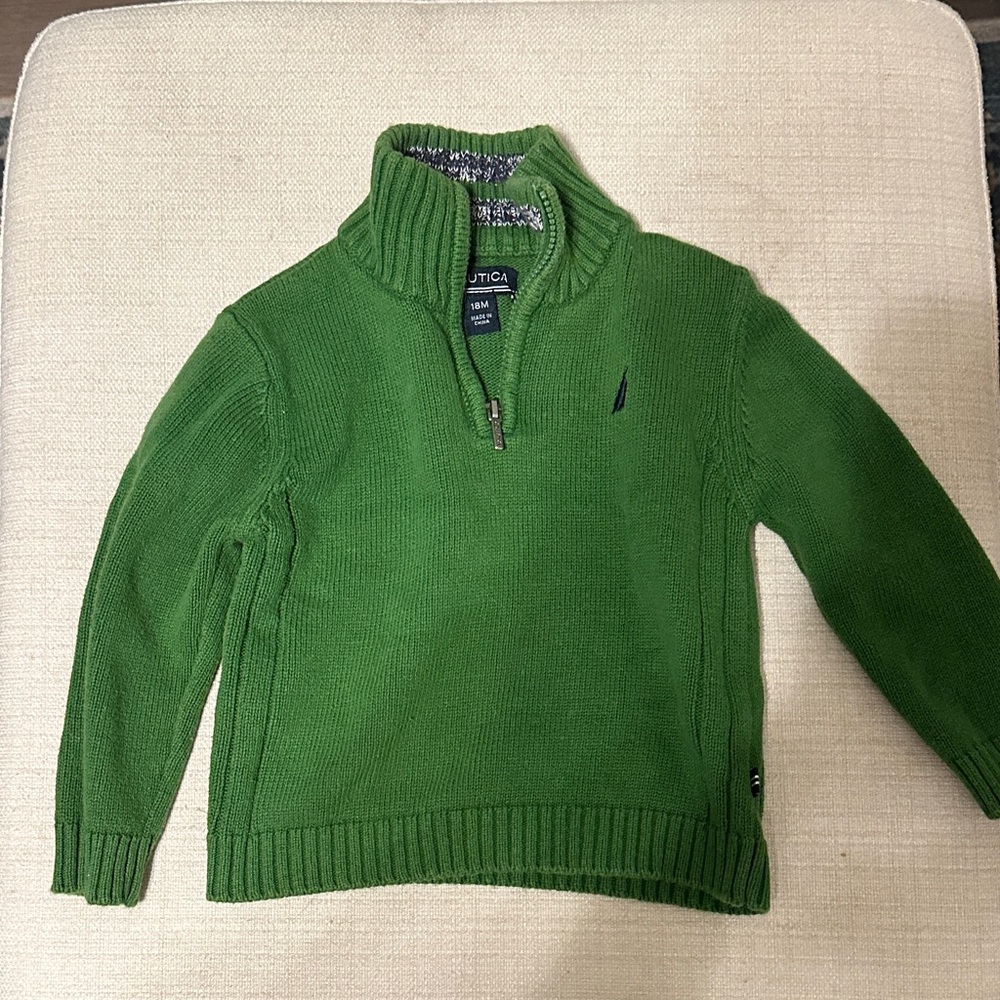 Nautica Men's Bright Green Quarter-Zip Pullover Sweater